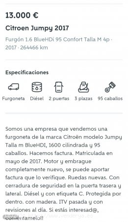 Citroen Jumpy Talla M BlueHDi 70KW 95CV Confort 4p de 2017 con 264.466 Km por 9.999 EUR. en Madrid
