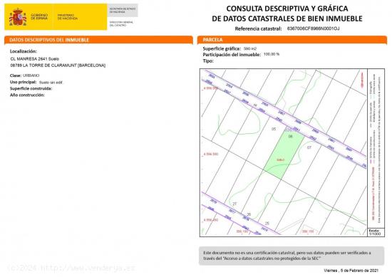 VENTA TERRENO URBANIZABLE EN LA TORRE DE CLARAMUNT ZONA PINEDES ARMENGOL - BARCELONA