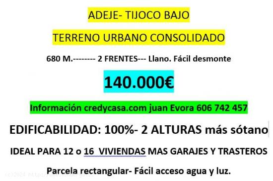  Tijoco Bajo Terreno urbano consolidado 680. 100% Urbano. edificabilidad 2 alturas - SANTA CRUZ DE TE 