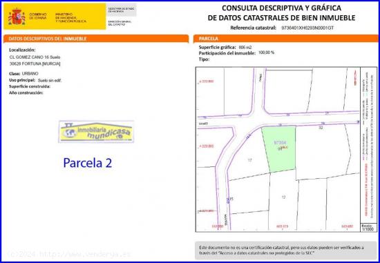 Parcela urbana de 806 m2 en Urbanización El Reloj - MURCIA