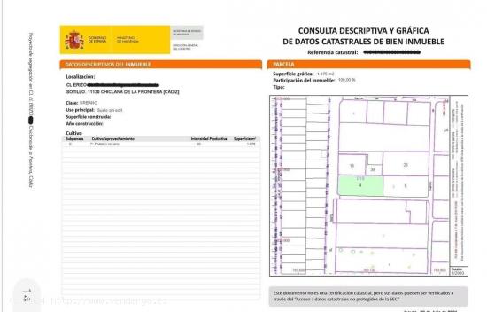 PARCELA DE 937 M2 Y EDIFICABILIDAD DE 190M2, URBANA EN LA PLAYA DE LA BARROSA - CADIZ