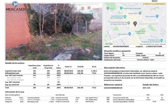 Terreno urbano en venta en Plaza Moreno, 2, Guadalajara - GUADALAJARA