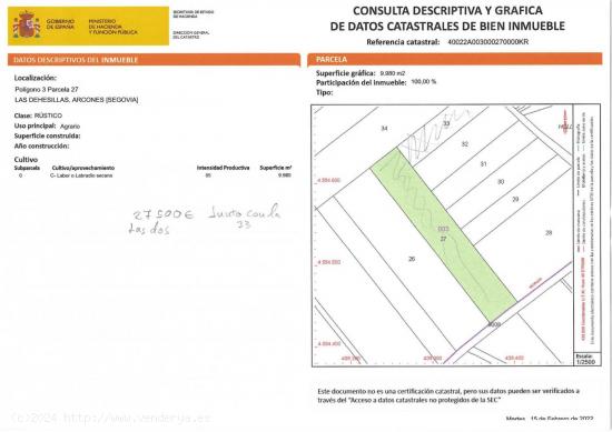 SE VENDEN 6 FINCAS RUSTICAS EN POLIGONO 3 DE ARCONES DESDE 5000€ - SEGOVIA