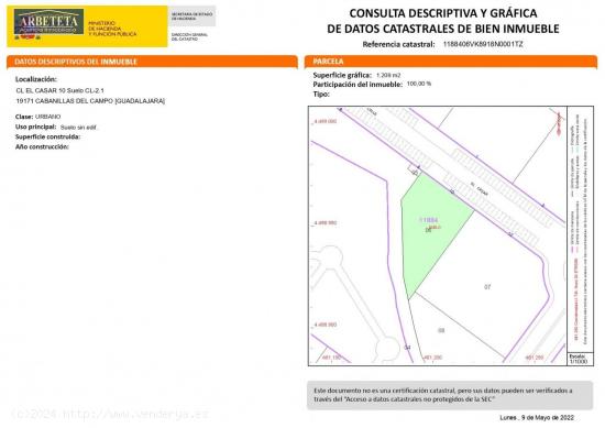 Se vende solar urbano en Cabanillas de Campo, Guadalajara. - GUADALAJARA