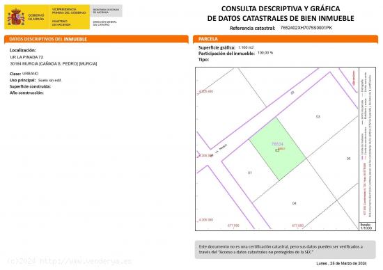 Parcela urbanizable en la Pinada Cañadas de San Pedro - MURCIA