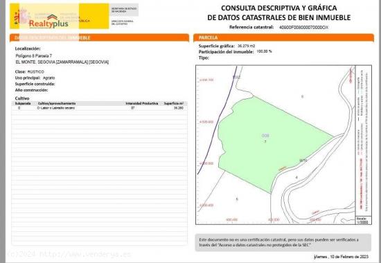 101- FINCA RÚSTICA VENTA EN RENTABILIDAD - SEGOVIA