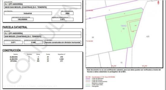 En venta y Alquiler la Nave en Chafiras, polígono industrial las Andoriñas (San Miguel de Abona). 