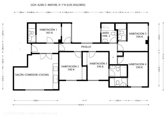 SE ALQUILAN 5 HABITACIONES EN C/MAYOR, 9, 1ºH LOS DOLORES-CARTAGENA - MURCIA