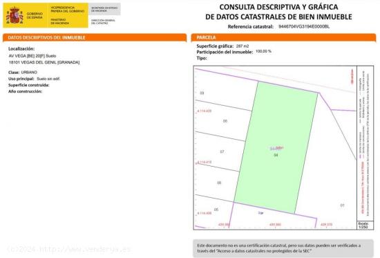 Solar urbano de 287 m² en Belicena - GRANADA