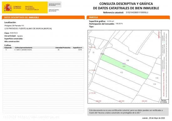 Terreno de secano a la venta en el Campillo, Fuente Álamo. - MURCIA