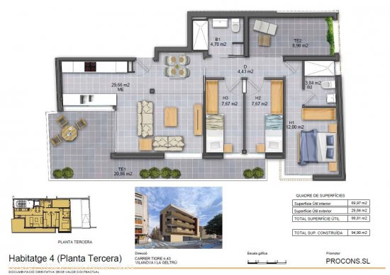 PLANTA TERCERA OBRA NUEVA ZONA SANT JORDI