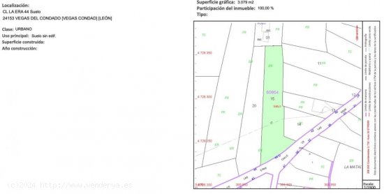 Solar urbano de 3000 metros cuadrados en Vegas del Condado a 29km de León