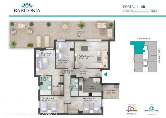  RESIDENCIAL BABILONIA ¡¡¡ESPECTACULAR ÁTICO DE 4 DORMITORIOS!!! CON PISCINA COMUNITARIA - BADAJO 