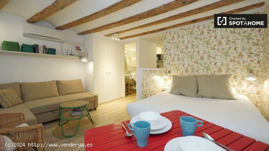 Encantador apartamento estudio con balcón y aire acondicionado en alquiler en Barri Gòtic - BARCEL