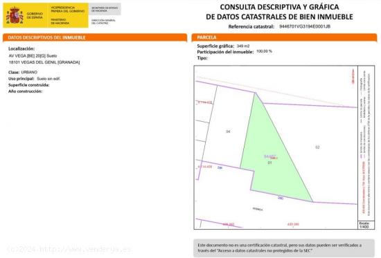  Solar urbano de 349 m² en Belicena - GRANADA 