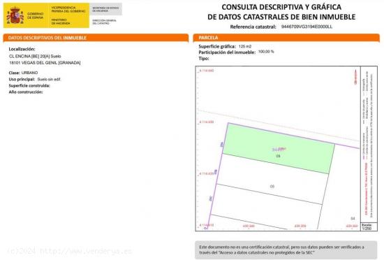  Solar urbano de 125 m² en Belicena - GRANADA 