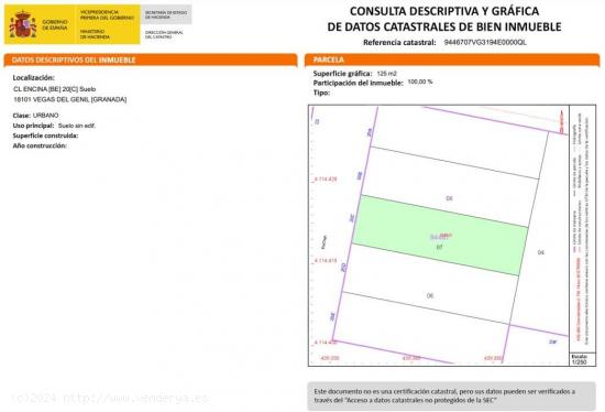  Solar urbano de 125 m² en Belicena - GRANADA 