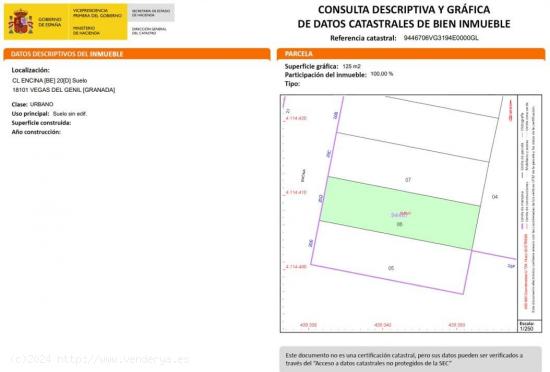 Solar urbano de 125 m² en Belicena - GRANADA