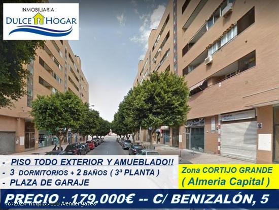 OPORTUNIDAD!! PISO EN ALMERIA CAPITAL, ZONA CORTIJO GRANDE. 3 DORMIT. + 2 BAÑOS + GARAJE + MUEBLES!