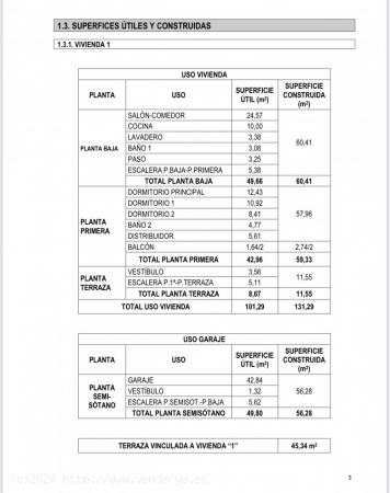 Promoción a la venta de 4 viviendas unifamiliares adosadas en Hondón de las Nieves - ALICANTE