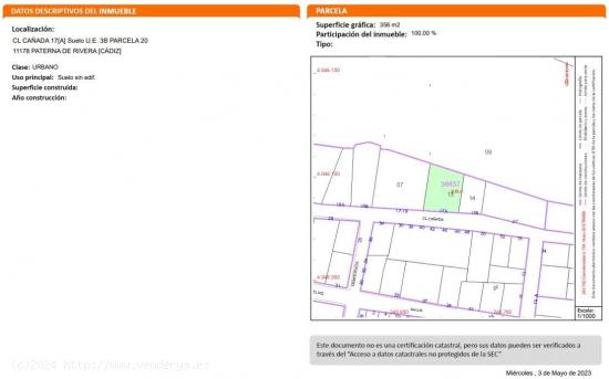 Venta de Suelo Urbano en Paterna de Rivera - CADIZ