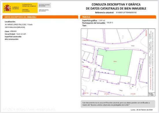 PARCELA URBANA EN EL PALO - MALAGA