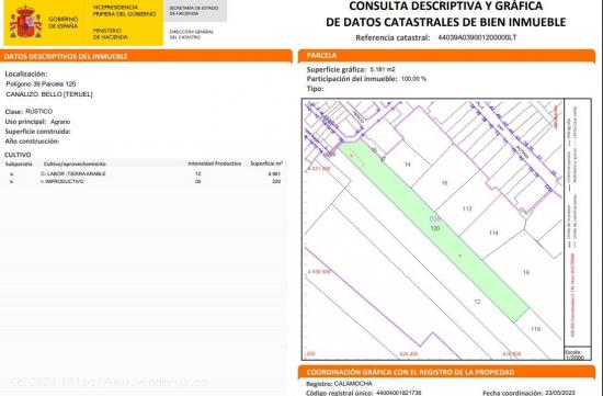 EN VENTA TERRENO EN BELLO - TERUEL