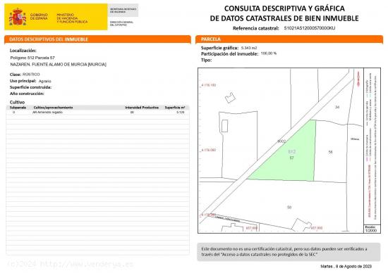 SE VENDE TERRENO DE REGADIO EN FUENTE ÁLAMO - MURCIA