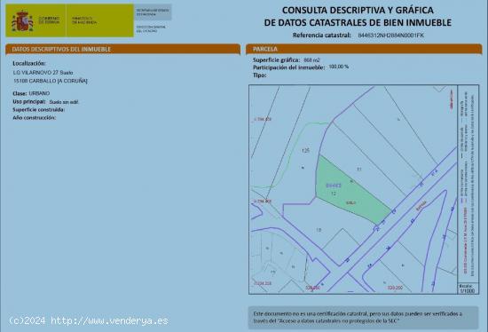 Terreno urbanizable de 868m2 en Berdillo - A CORUÑA