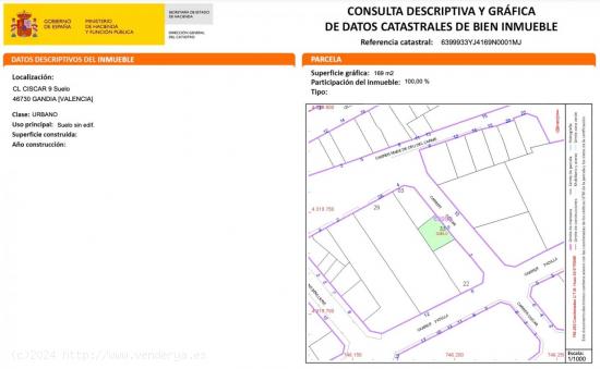 Suelo urbano  en venta en c. ciscar, 9, Grao de Gandía. Edificabilidad total: 1.011 m2 - VALENCIA