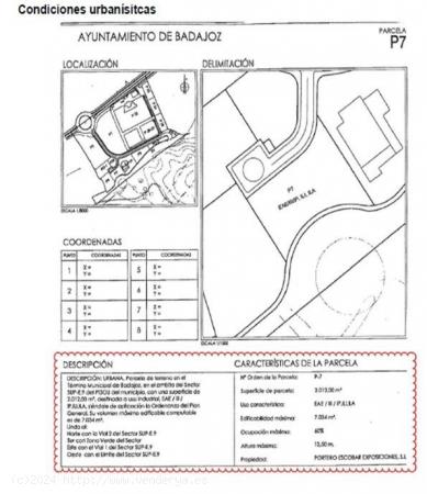 SOLAR DE USO INDUSTRIAL DE 1.992 m EN CARRETERA DE MADRID - BADAJOZ