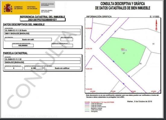 Terreno urbanizable programado en venta en La Granadilla - BADAJOZ