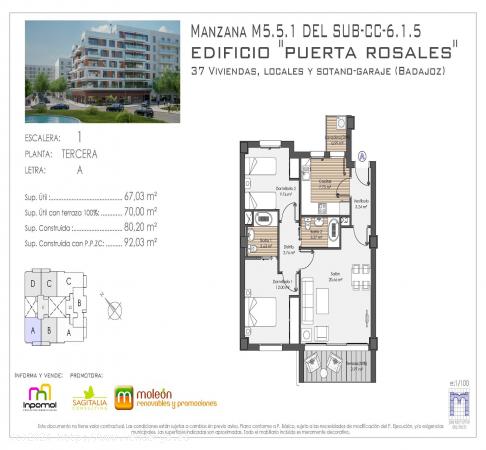 DISTRITO ROSALES  APARTAMENTO DE 2 DORMITORIOS AMPLIA TERRAZA, GIMNASIO, PISCINA COMUNITARIA,...! - 