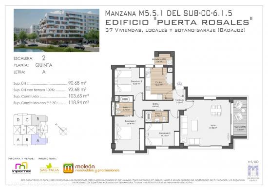  ESTUPENDO PISO DE 3 DORMITORIOS TERRAZA Y PISCINA COMUNITARIA EN DISTRITO ROSALES! - BADAJOZ 