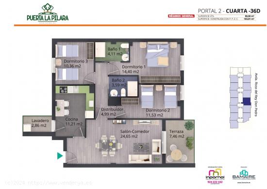 RESIDENCIAL LA PILARA, ¡ESTUPENDO PISO DE 3 DORMITORIOS TERRAZA Y LAS MEJORES CALIDADES! - BADAJOZ