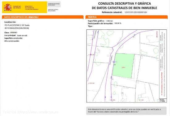  TERRENO URBANO A LA VENTA EN NAQUERA - VALENCIA 