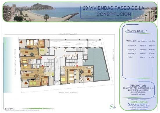 ÚLTIMAS VIVIENDAS A LA VENTA EN 1ª LÍNEA DE PLAYA DE LA COLONIA EN ÁGUILAS - MURCIA