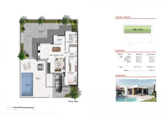 VILLAS DE OBRA NUEVA DE UNA SOLA PLANTA EN CAMPO DE GOLF ALTOANA, MURCIA - MURCIA