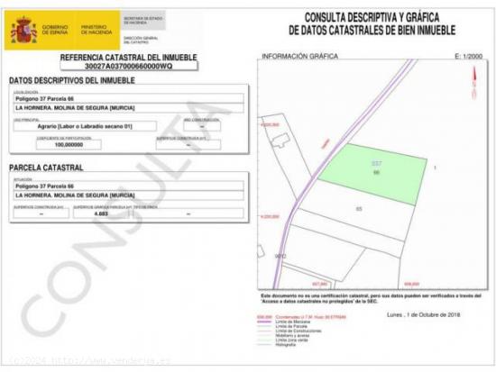 Finca rustica en venta en Área de Molina de Segura - MURCIA