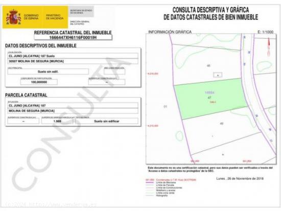 Parcela en venta en La Alcayna - MURCIA