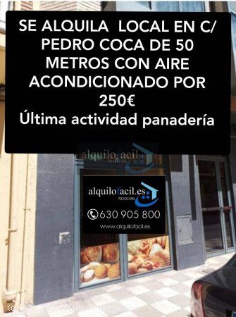  SE ALQUILA LOCAL EN PEDRO COCA DE 50 METROS POR 250€ 