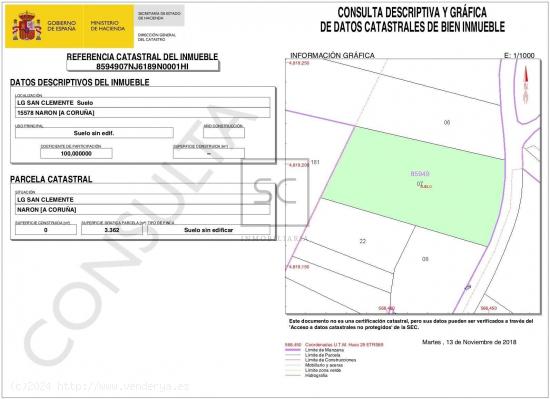  TERRENO URBANIZABLE EN SEDES, NARÓN - A CORUÑA 