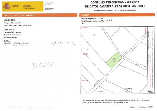 SE VENDEN 4 FINCAS RUSTICAS EN POLIGONO 4 DE ARCONES DESDE 2500€ - SEGOVIA