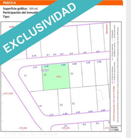 Terreno  de 925 m² en urbanizacion tranquila