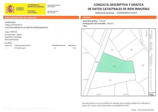 ¡Oportunidad de construir tu refugio en el campo con posibilidad de cultivo en Alhama de Murcia! - 