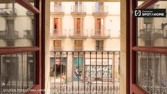 Amplia habitación con balcón en alquiler en piso de 5 habitaciones en Barri Gòtic - BARCELONA