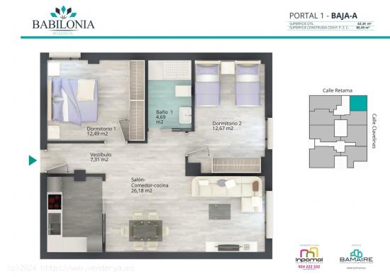 RESIDENCIAL BABILONIA: APARTAMENTO DE 2 DORMITORIOS CON PISCINA COMUNITARIA - BADAJOZ