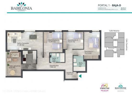 OBRAS YA INICIADAS!! RESIDENCIAL BABILONIA!!! PISO DE 3 DORMITORIOS Y PATIO. - BADAJOZ