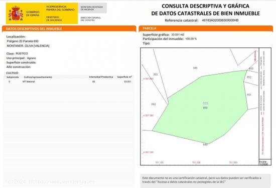 Suelo Rústico en venta, Ptda Castelar o Montaner, Oliva - VALENCIA