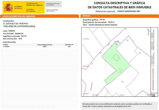 EXCLUSIVA! CASA SOLAR EN ZONA CENTRO (SAN MATEO) - CADIZ